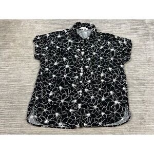 Casa Cabana Top Womens‎ Large Black V-Neck Short Sleeve 100% Rayon